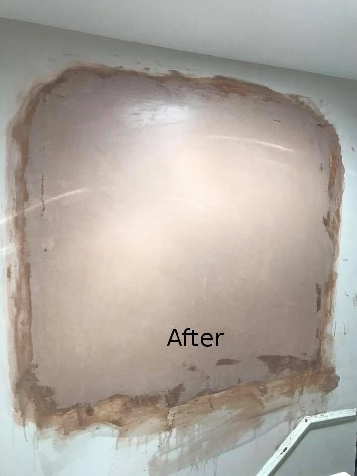 Blocked-up window opening after plastering by our Maidstone plasterers, blended into the wall